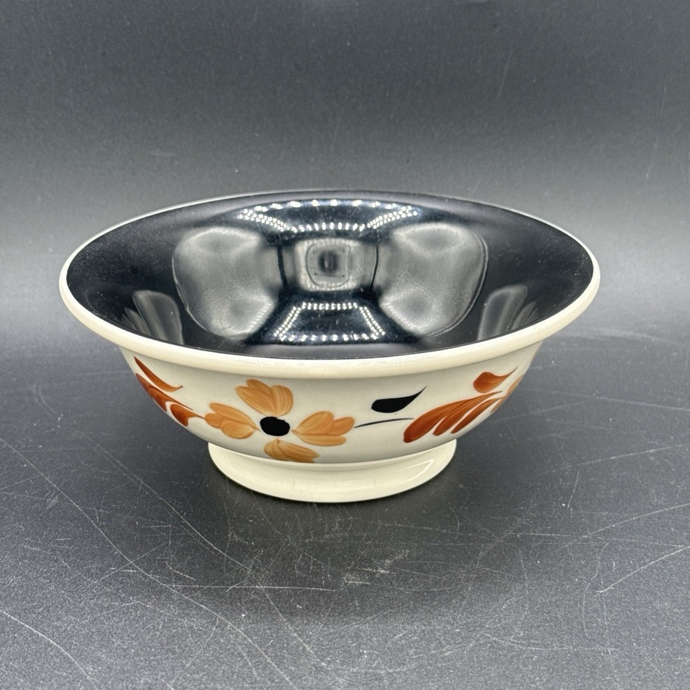 VTG Syracuse China Berkshire Orange Flowers Black Leaves Restaurant Ware Bowl